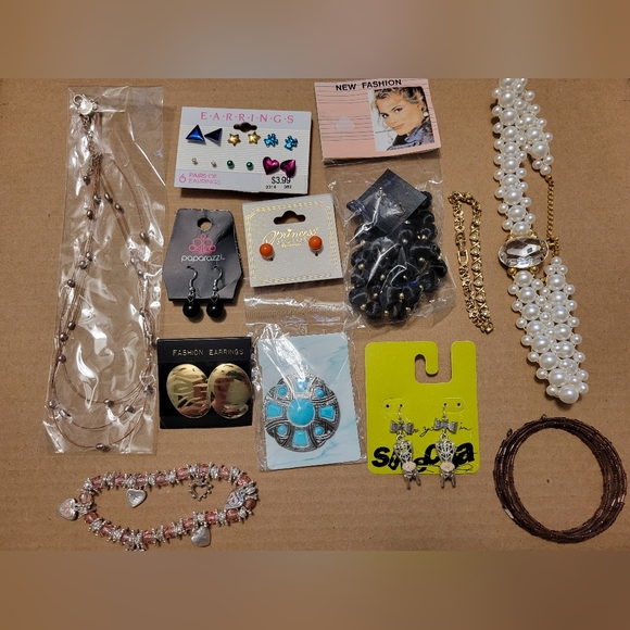 Jewelry - Jewelry Lot Costume Accessory Fashion Bracelets Necklace Earrings Pin